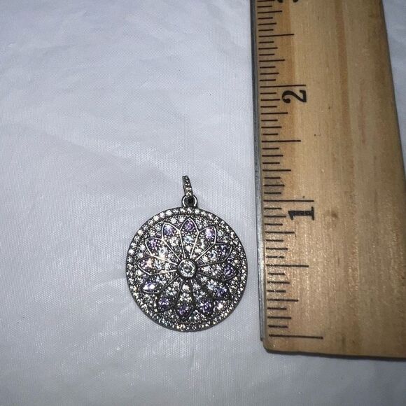 Silver Tone CZ Mandala Pendant - Picture 4 of 9